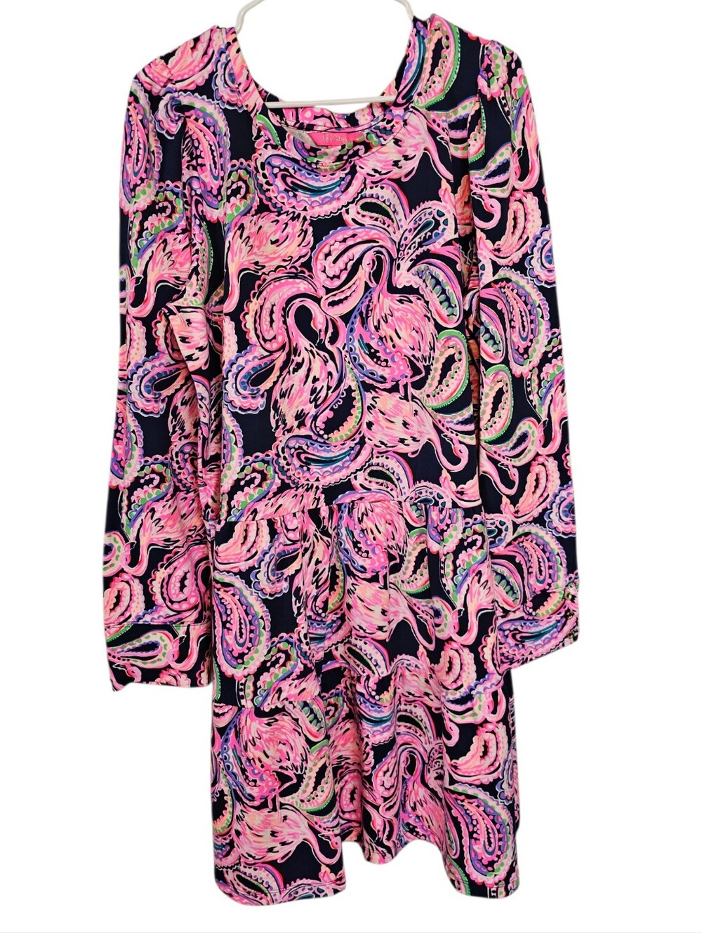 Lilly Pulitzer Arlette Swing Dress Flamingo Terry Cloth Tiered Puff Sleeve